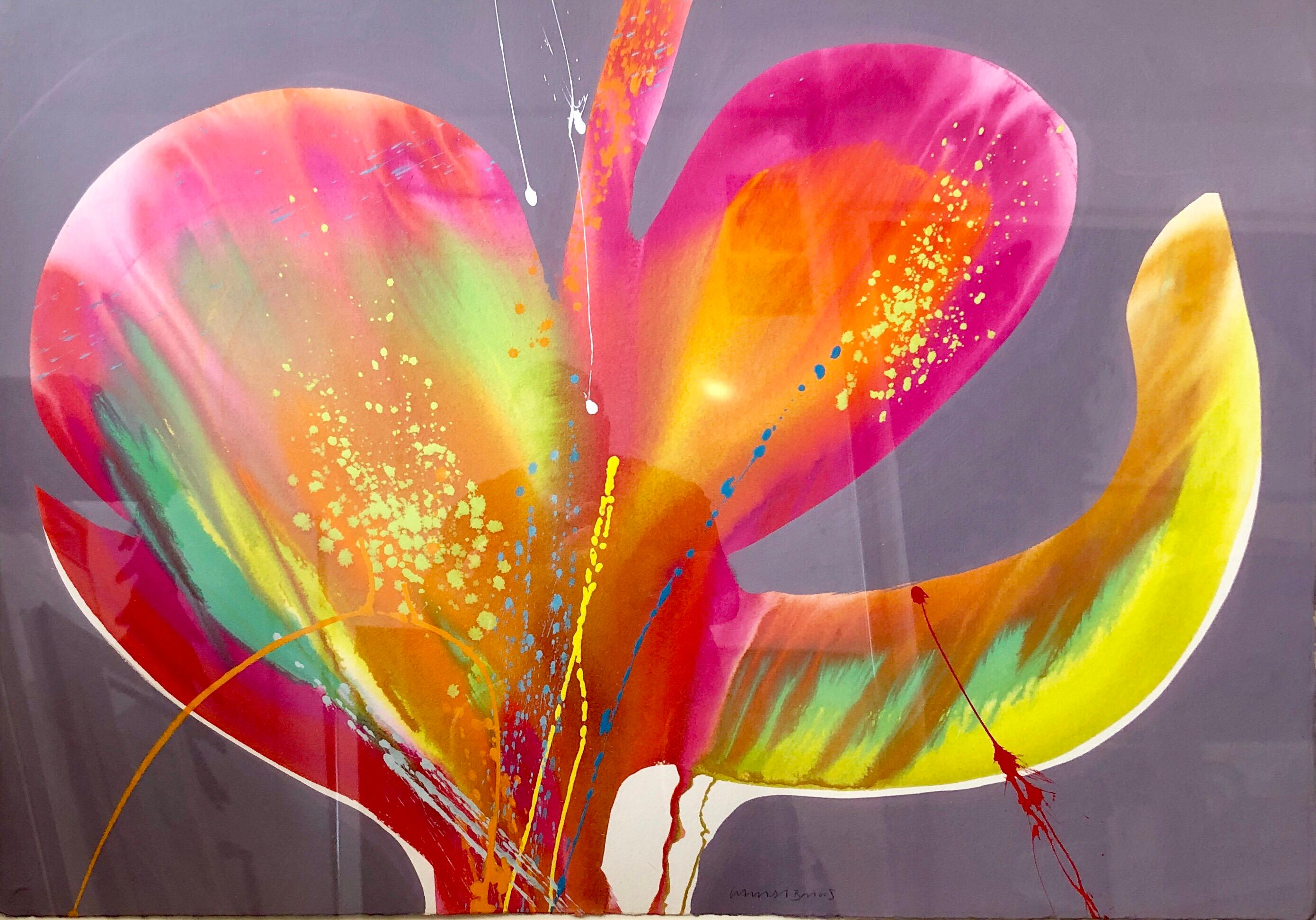 Abstract Painting di Lamar Briggs - Modernista Espressionista astratto Mod Day Glo Campo di colore neon Pittura acrilica