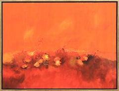 Red, Orange, and Yellow Toned Abstract Impressionist Landscape Painting