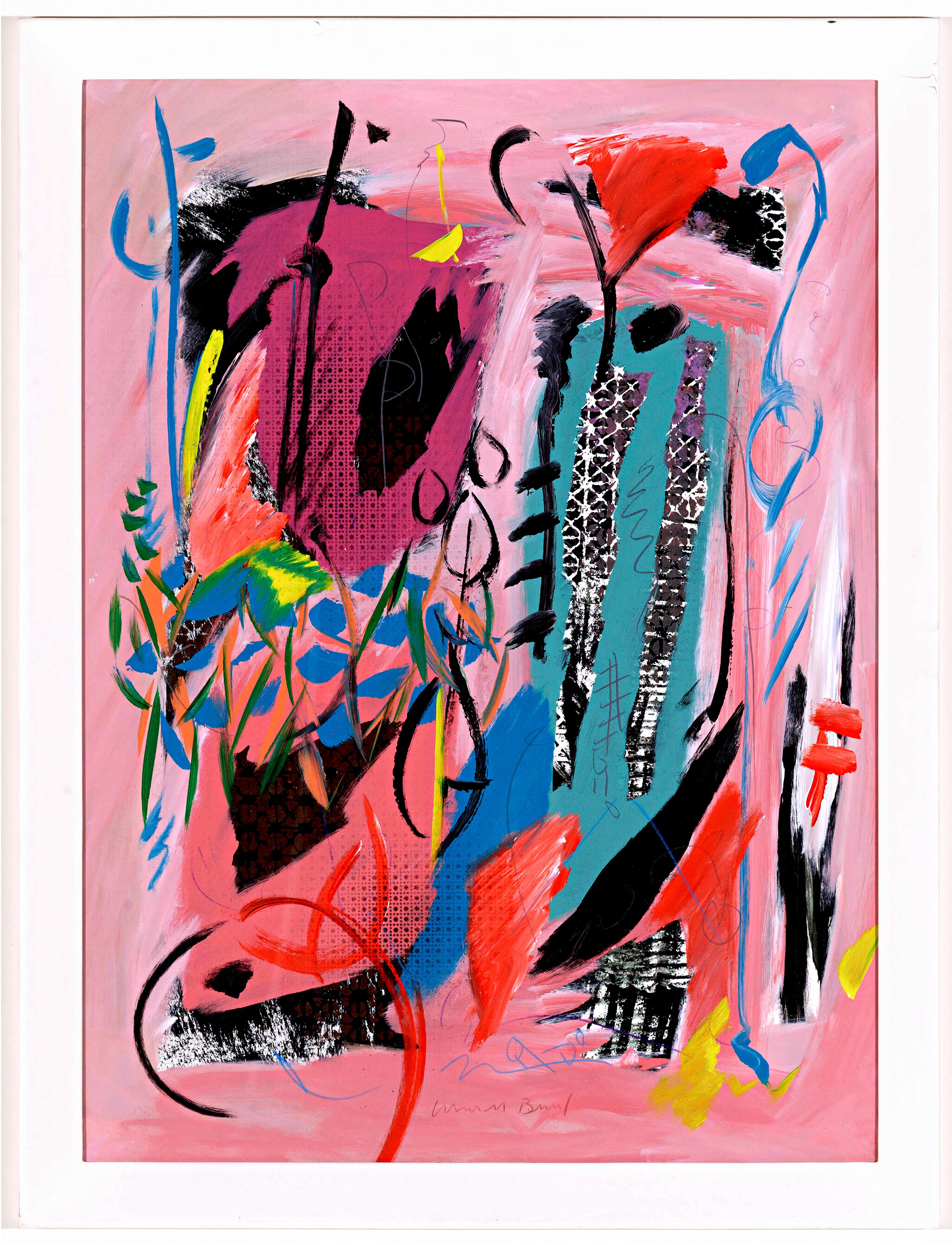 abstraction unique (peinture expressionniste abstraite en champ de couleur) signée et encadrée - Mixed Media Art de Lamar Briggs