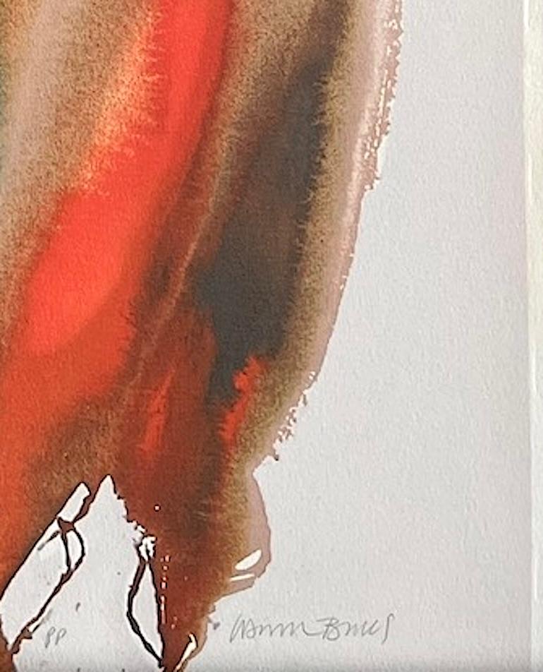 DANZATRICE DI PIUMA Litografia firmata, lavaggio astratto a colori, cultura nativa americana in vendita 2