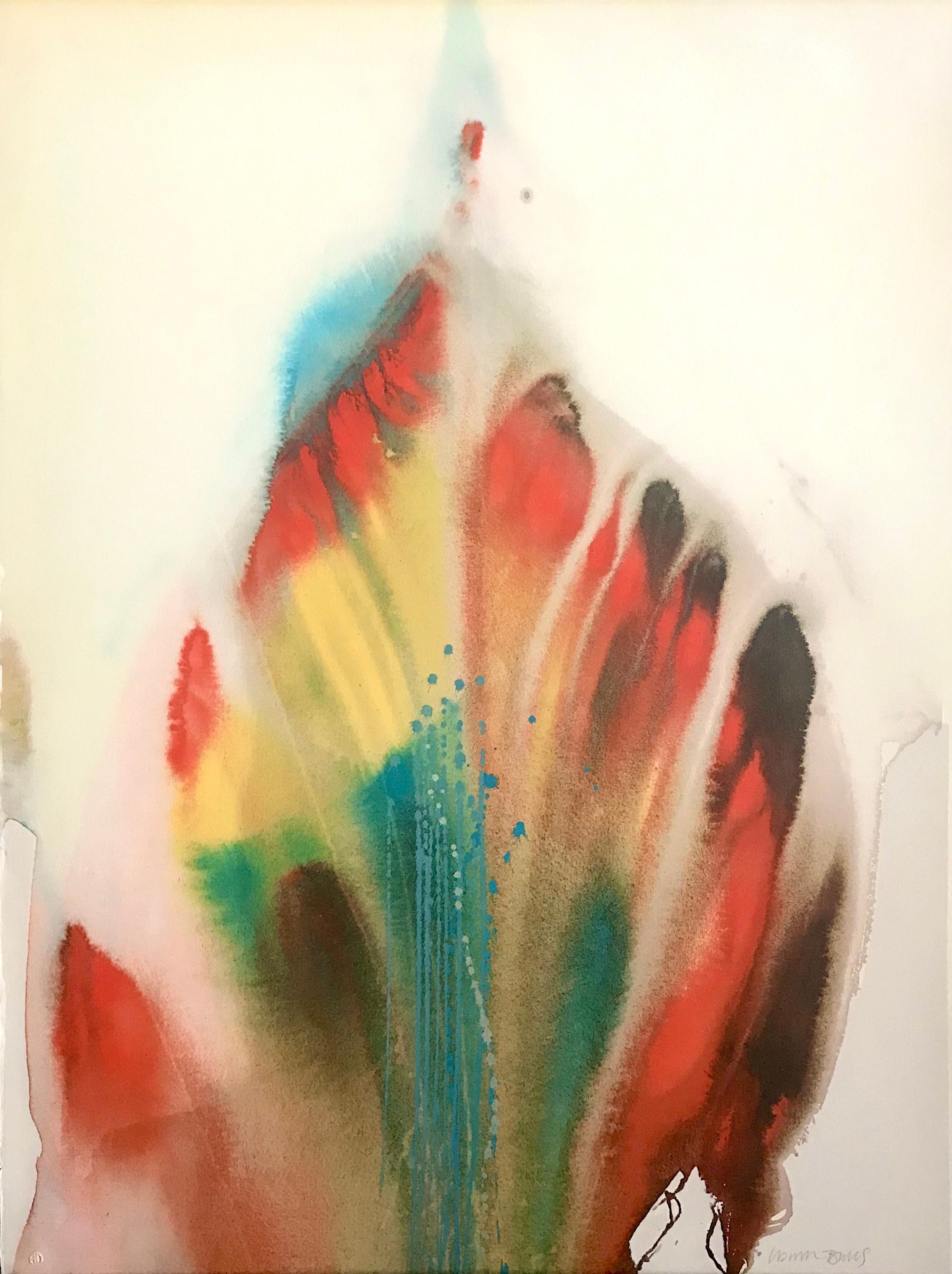 FEATHER DANCER Signierte Lithographie, abstrakte Farbwaschung, amerikanische Kultur der Ureinwohner