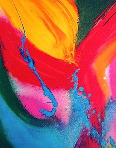 FIRE DANCER Signed Lithograph, Abstract Color Burst, Native American Culture