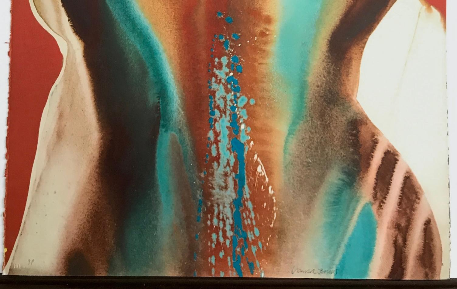SPIRIT COSAS VIII, Litografía firmada Abstracto nativo americano, Colores cálidos de la tierra en venta 2