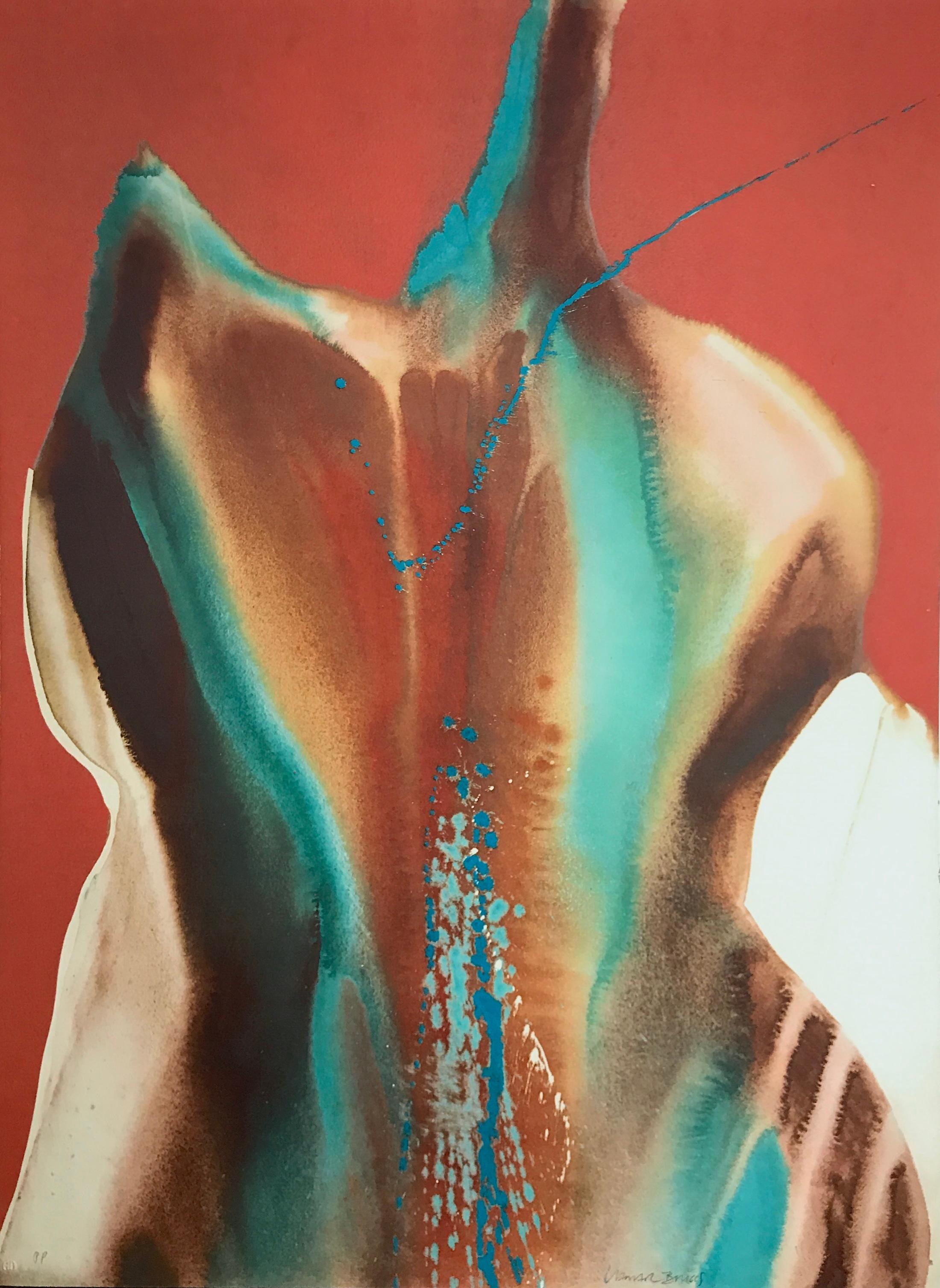 SPIRIT COSAS VIII, Signed Lithograph Native American Abstract, Warm Earth Colors