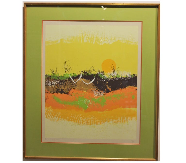 Lamar Briggs Abstract Print - "Summer Beach" Warm Toned Landscape Edition 18 of 100