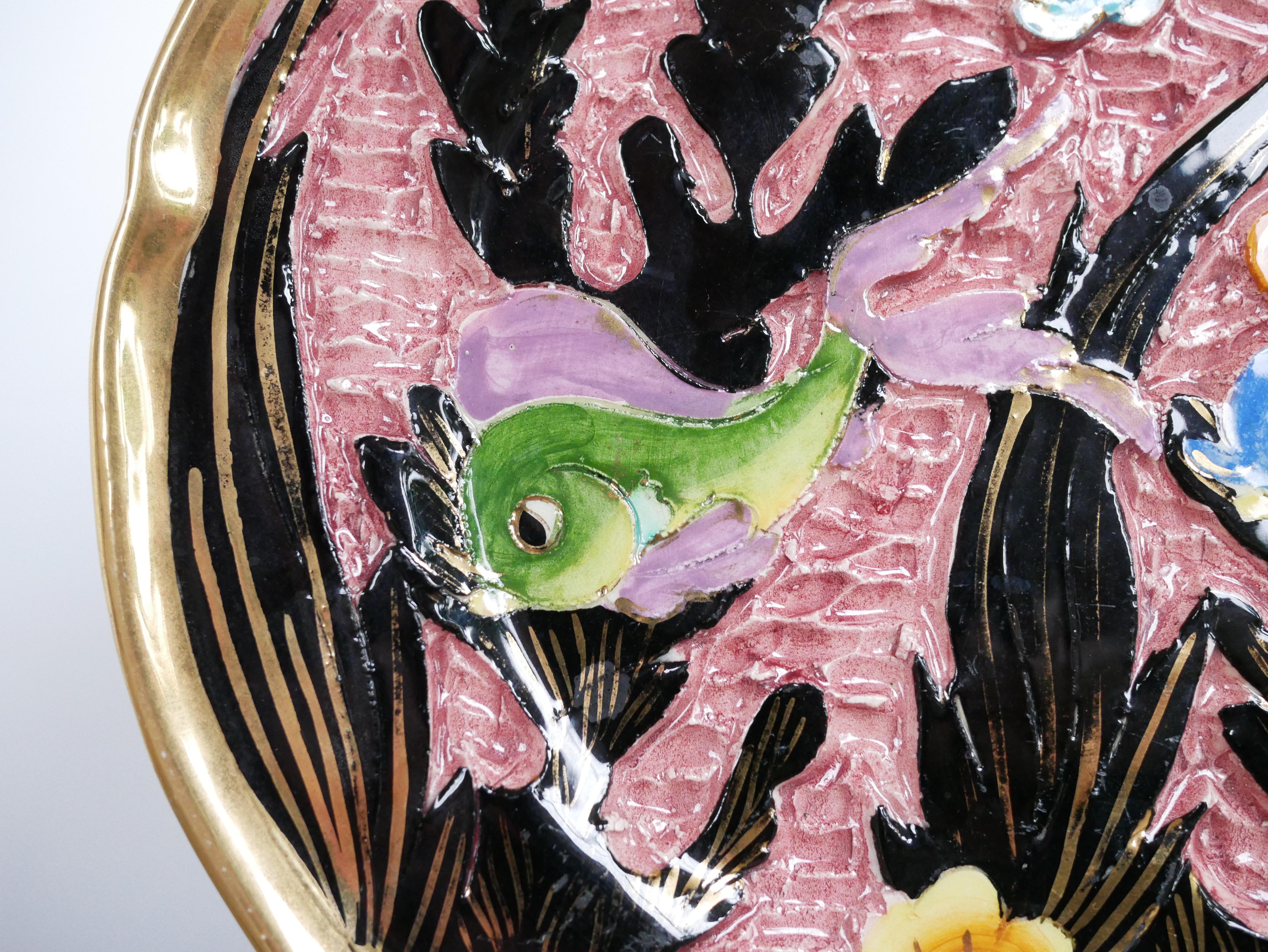 French Lamarche art ceramic plate, Vallauris