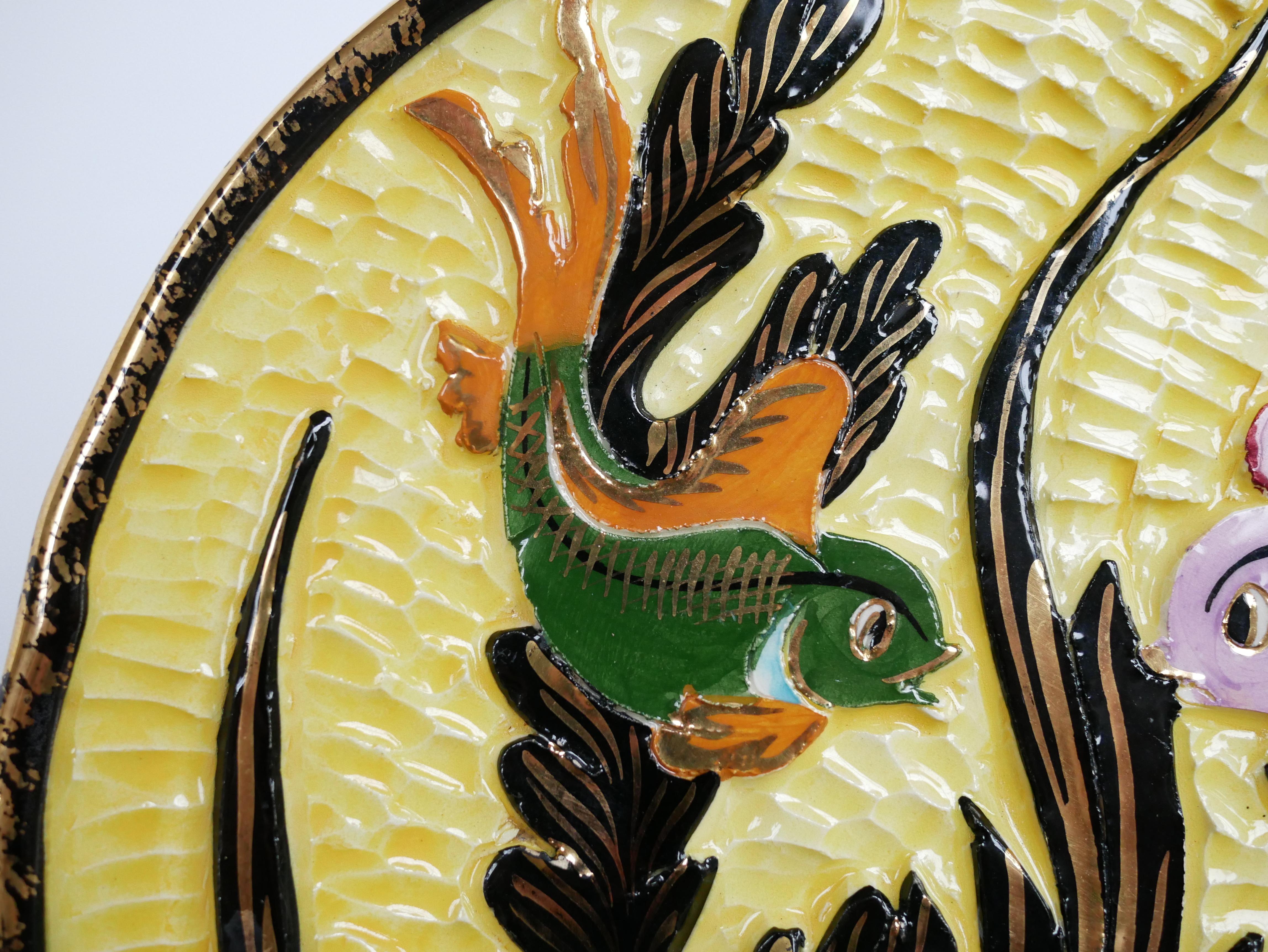 French Lamarche art ceramic plate, Vallauris
