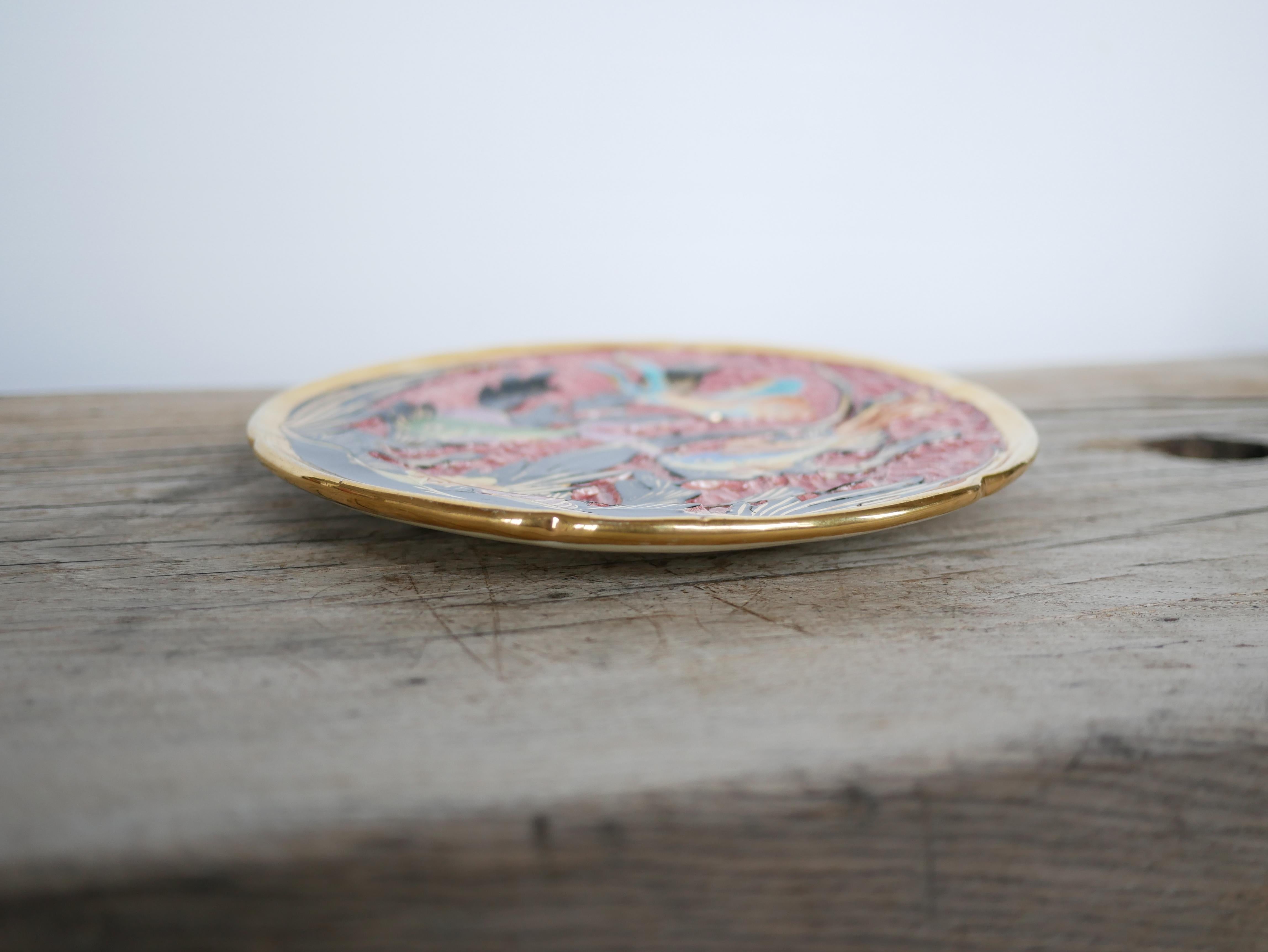 20th Century Lamarche art ceramic plate, Vallauris