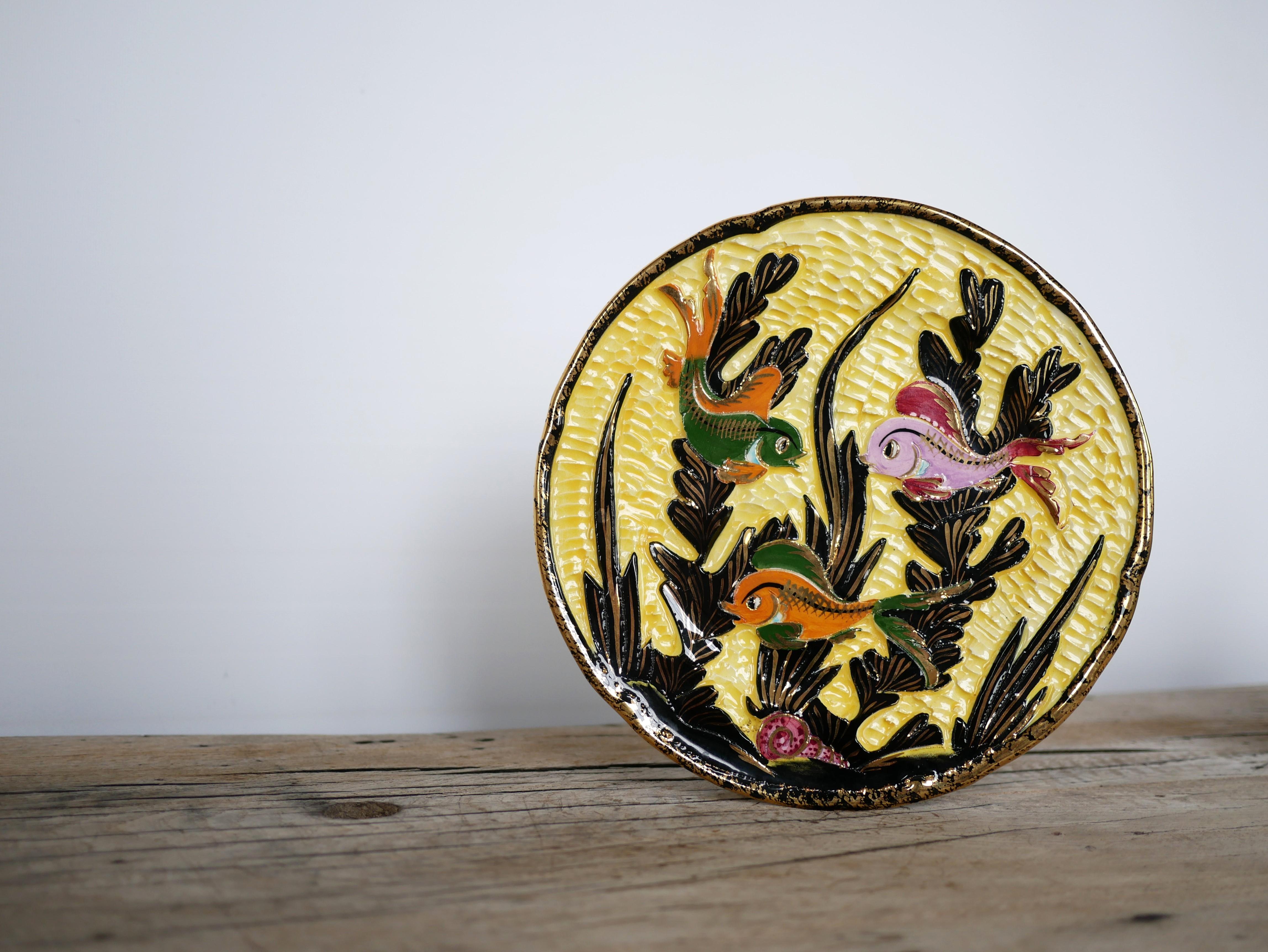 Ceramic Lamarche art ceramic plate, Vallauris