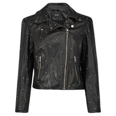 Lamarque Black Leather Stud Biker Jacket Size L