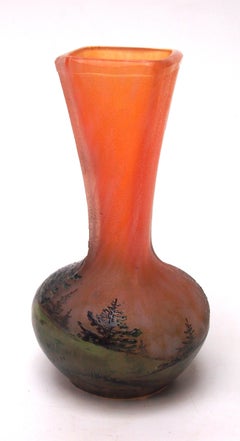 Vase Paysage d'automne français/Algerien de Lamartine en émail et camée, vers 1920