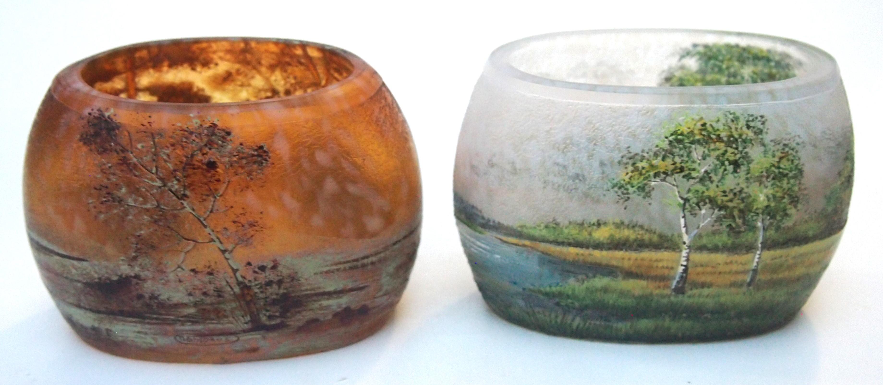 Lamartine Jarrón de cristal con esmalte y camafeo Paisaje fluvial Francés/Argelino c1920 en venta 3