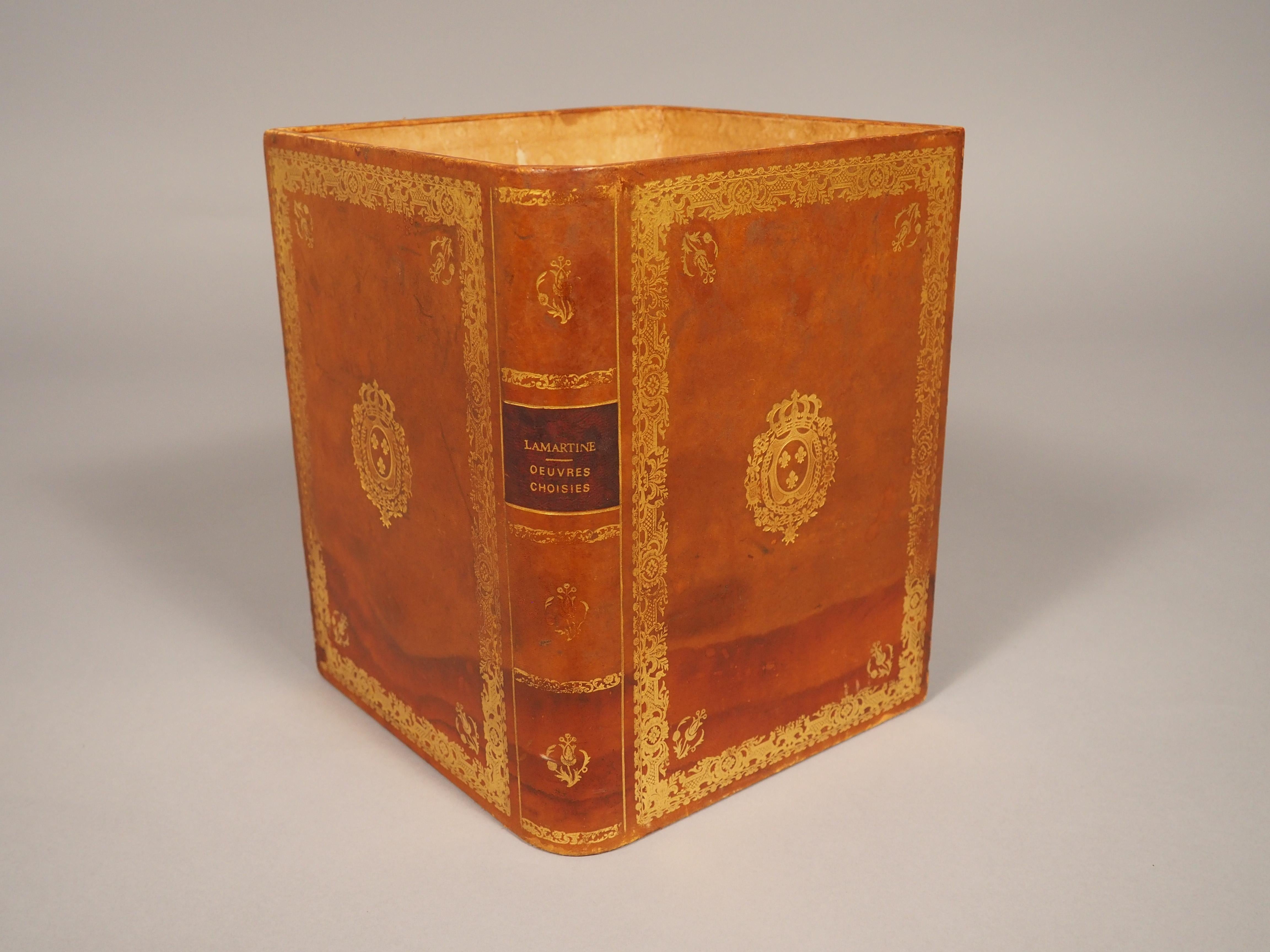 'Oeuvres Choisies di Lamartine', cestino per la carta straccia rilegato in pelle, 1900 in vendita 4