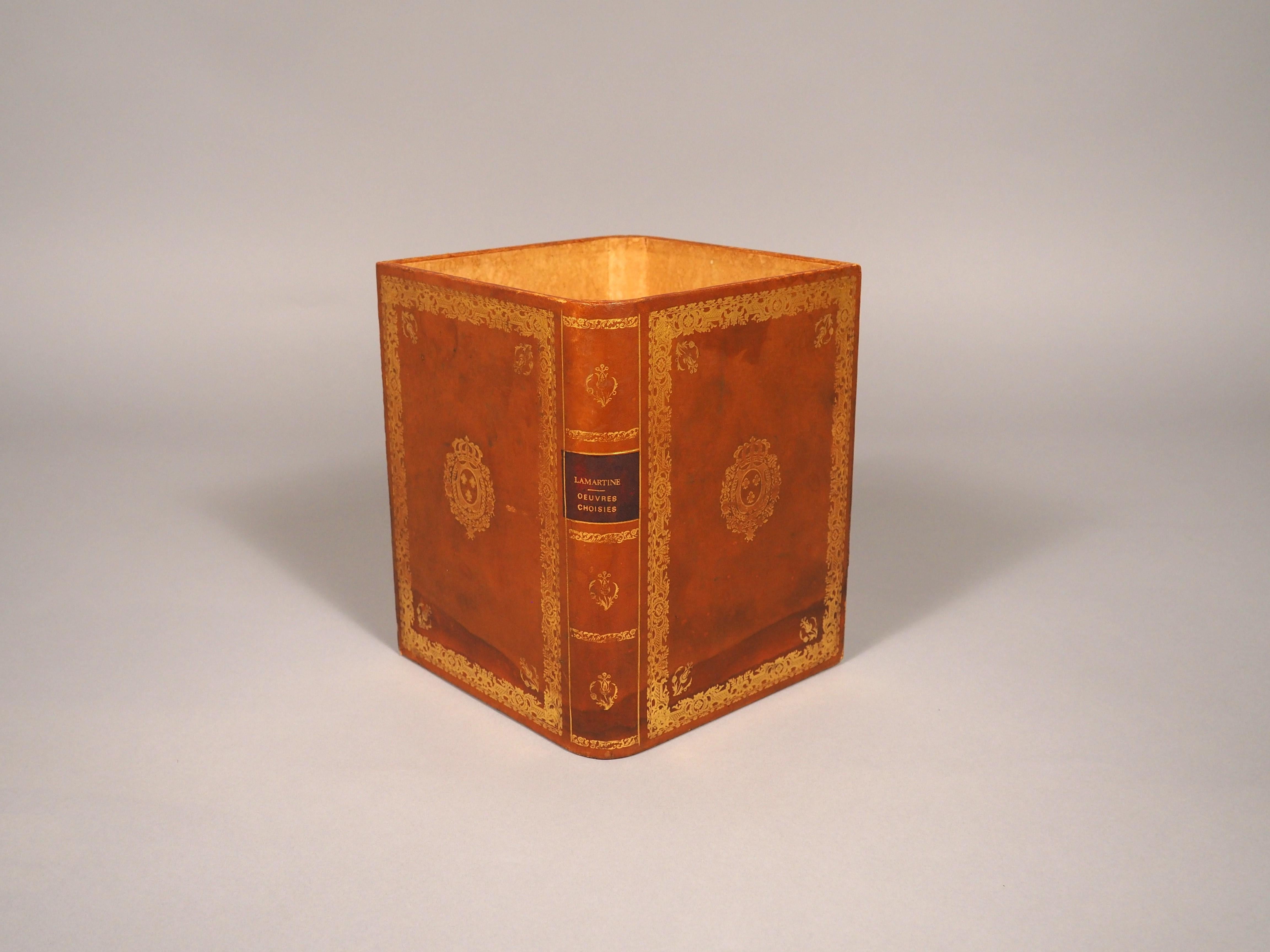 'Oeuvres Choisies di Lamartine', cestino per la carta straccia rilegato in pelle, 1900 in vendita 6