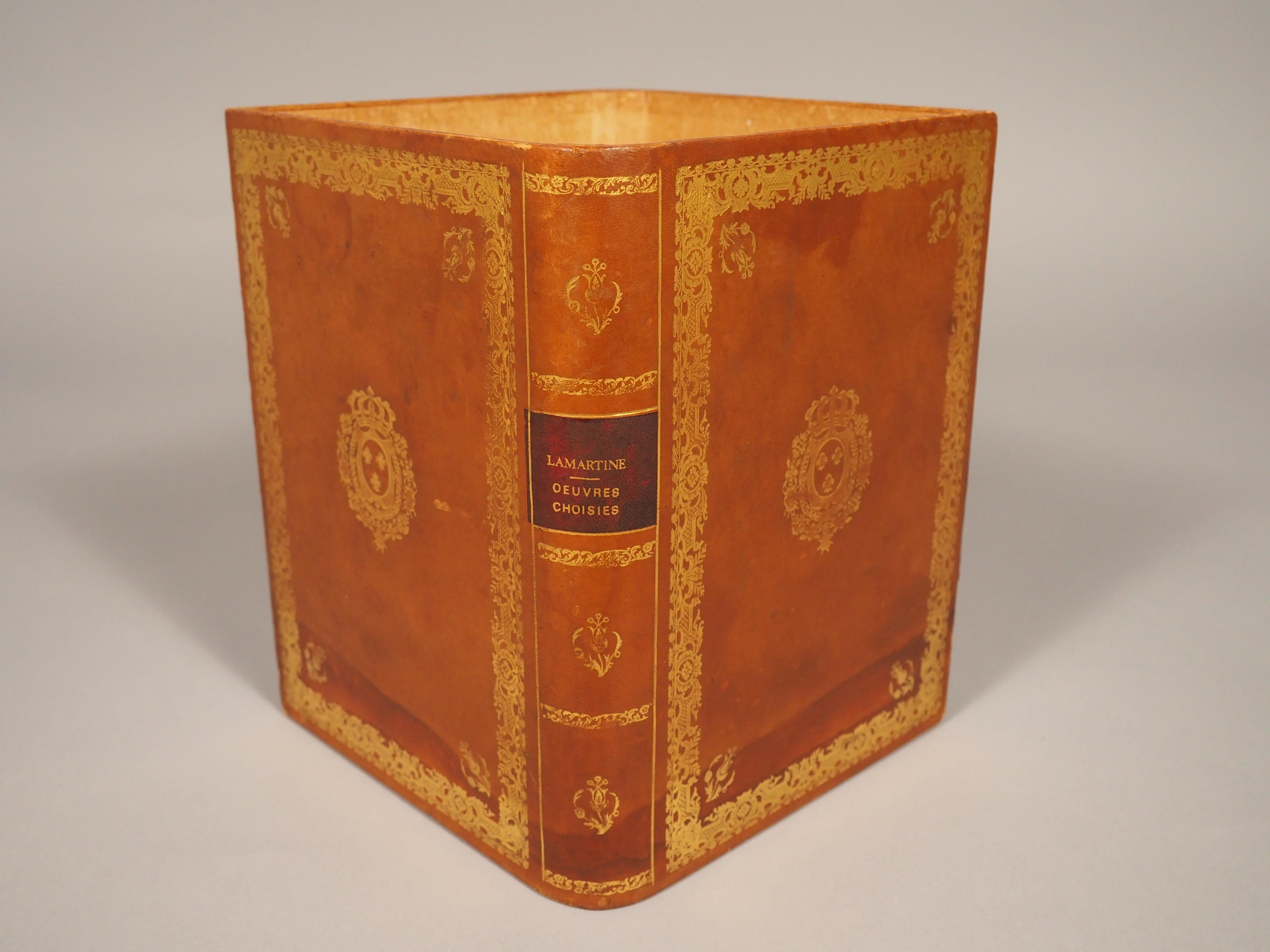 'Oeuvres Choisies di Lamartine', cestino per la carta straccia rilegato in pelle, 1900 in vendita 7