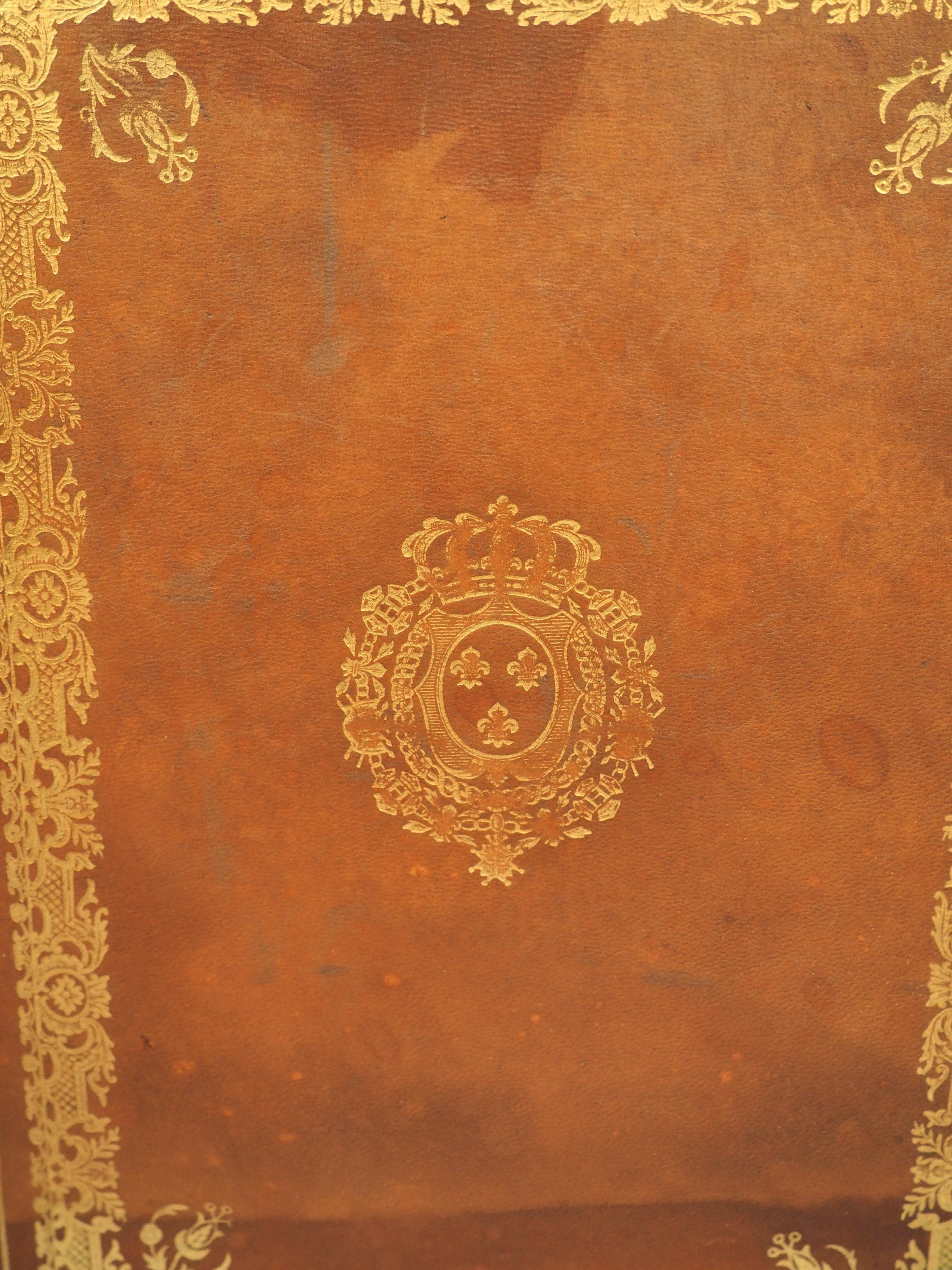 Pelle 'Oeuvres Choisies di Lamartine', cestino per la carta straccia rilegato in pelle, 1900 in vendita