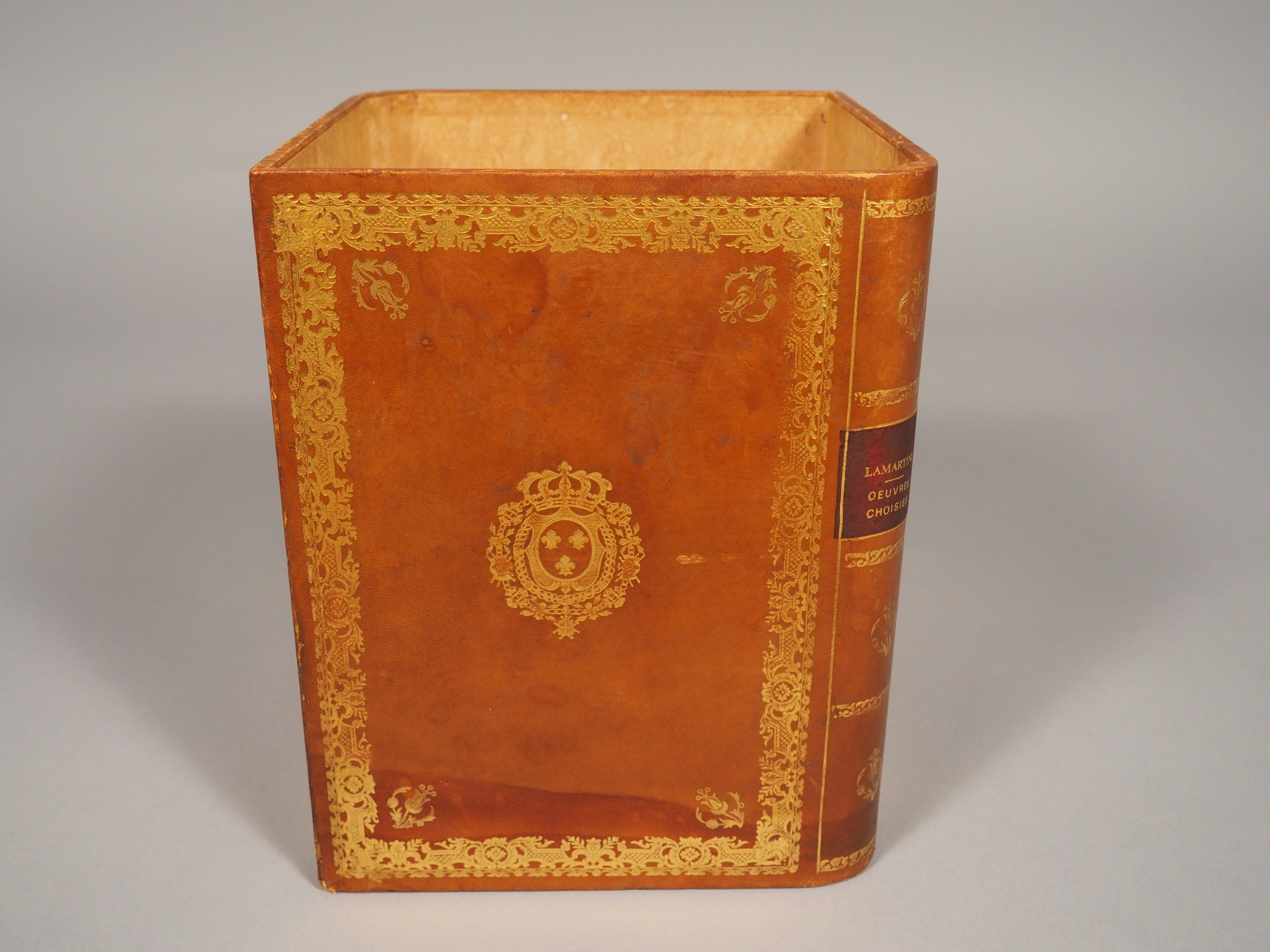 'Oeuvres Choisies di Lamartine', cestino per la carta straccia rilegato in pelle, 1900 in vendita 1