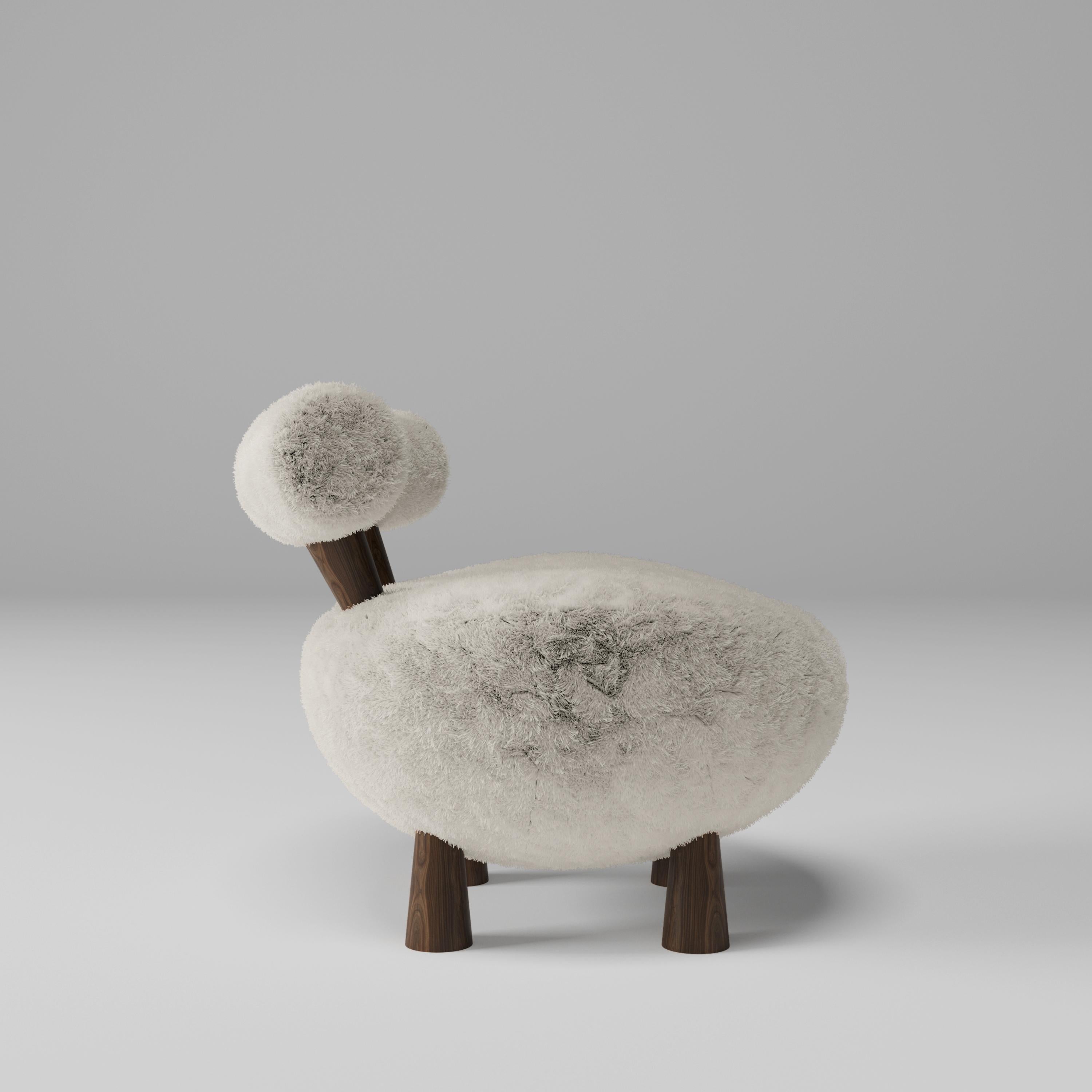 Hand-Carved Lamb Armchair For Sale