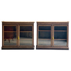 Lamb of Manchester Pair of Walnut & Gilt Metal Mounted Pier Cabinets, circa 1850