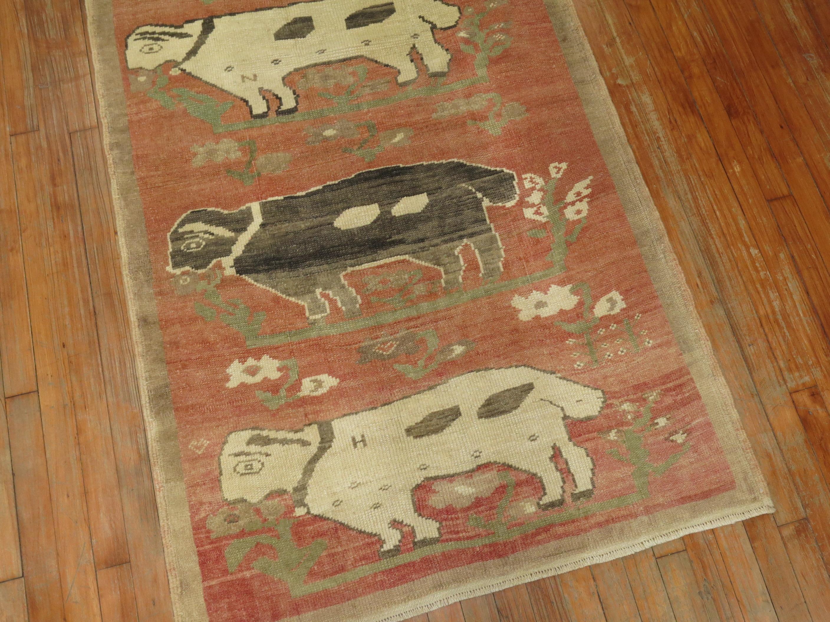 Hand-Woven Lamb Sheep Turkish Anatolian Rug For Sale