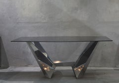 Lambda, steel and crystal table