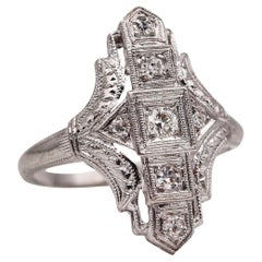 Lambert Brothers 1922 Art Deco Ring in 18Kt White Gold with Rose Cut VS Diamonds