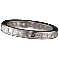 Lambert Brothers Antique Art Deco Platinum Carre Cut Diamond Eternity Band