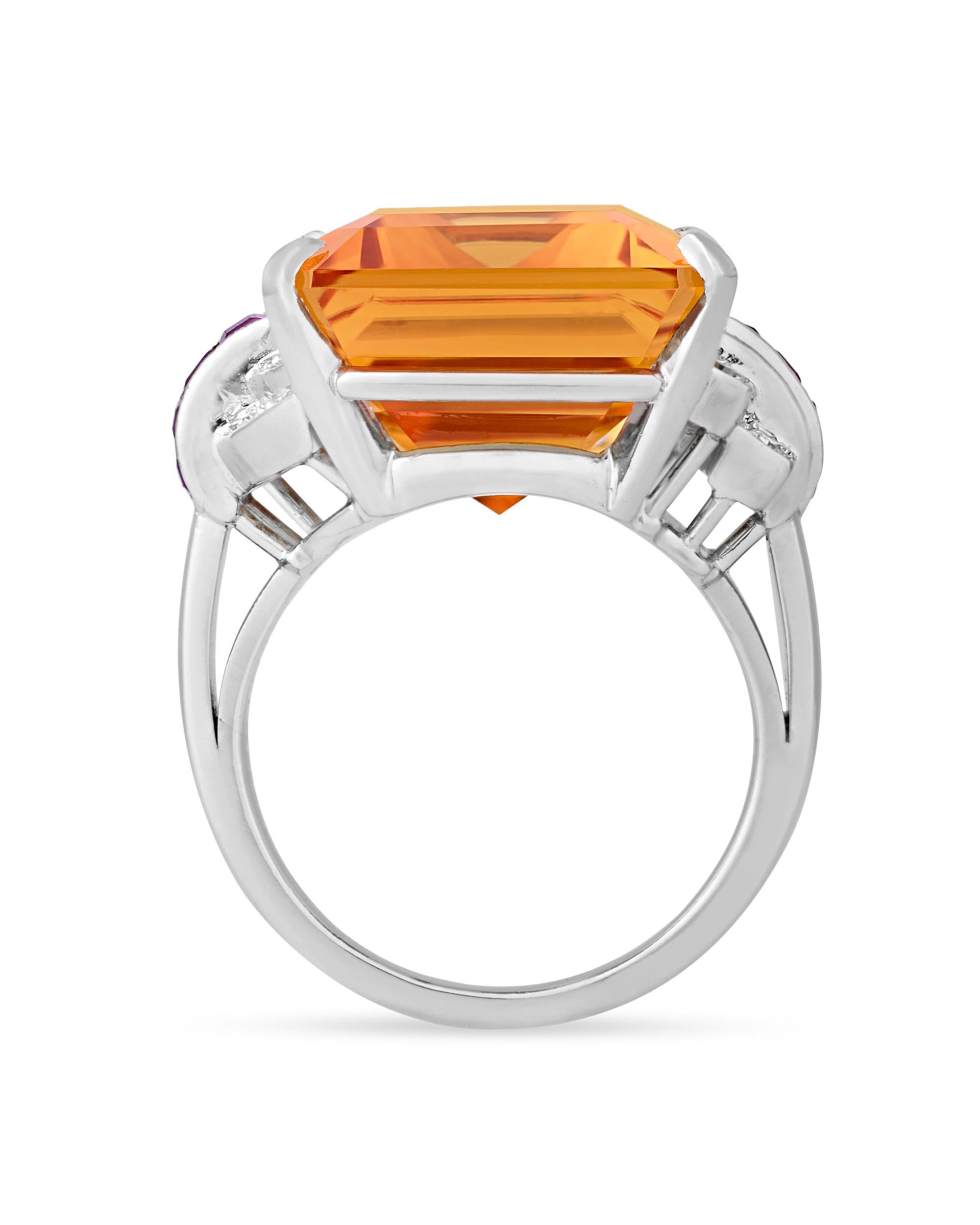 Lambert Brothers Art Deco Citrine Ring, 23.35 Carats (Art déco) im Angebot