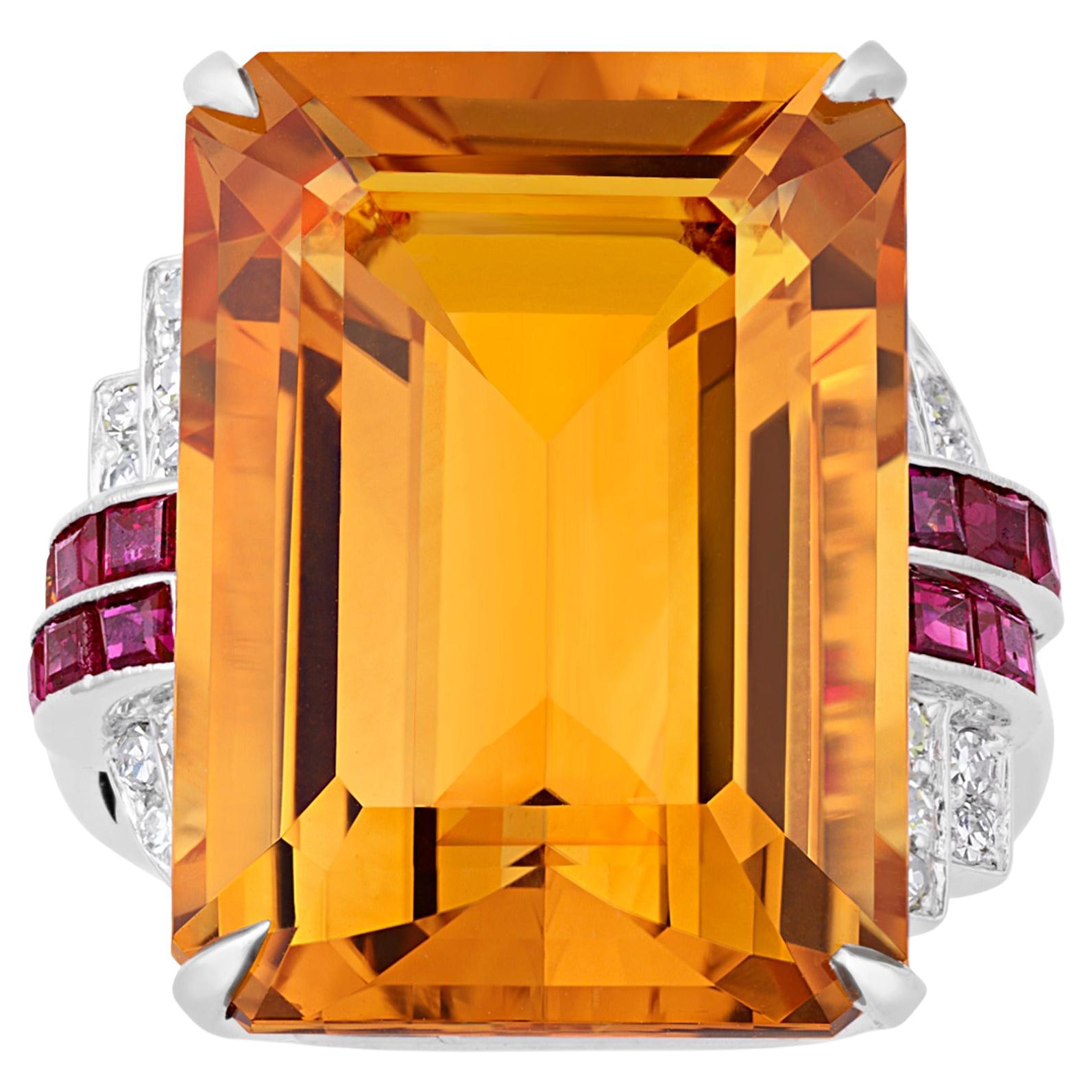 Lambert Brothers Art Deco Citrine Ring, 23.35 Carats im Angebot