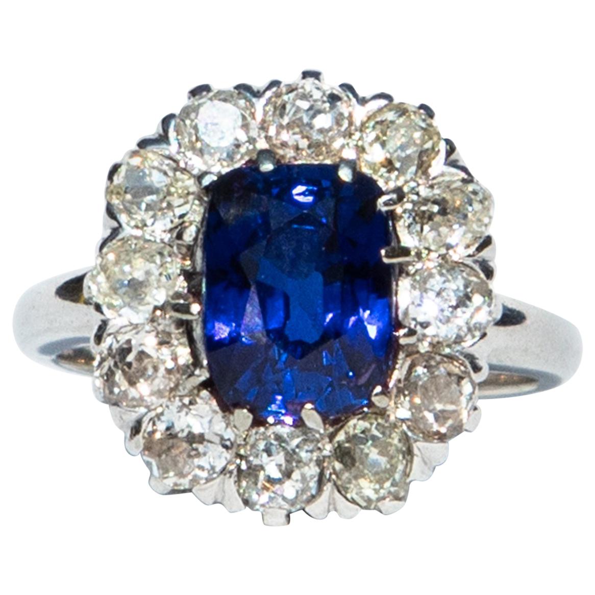 Lambert Brothers Saphire and Diamond Cluster Ring