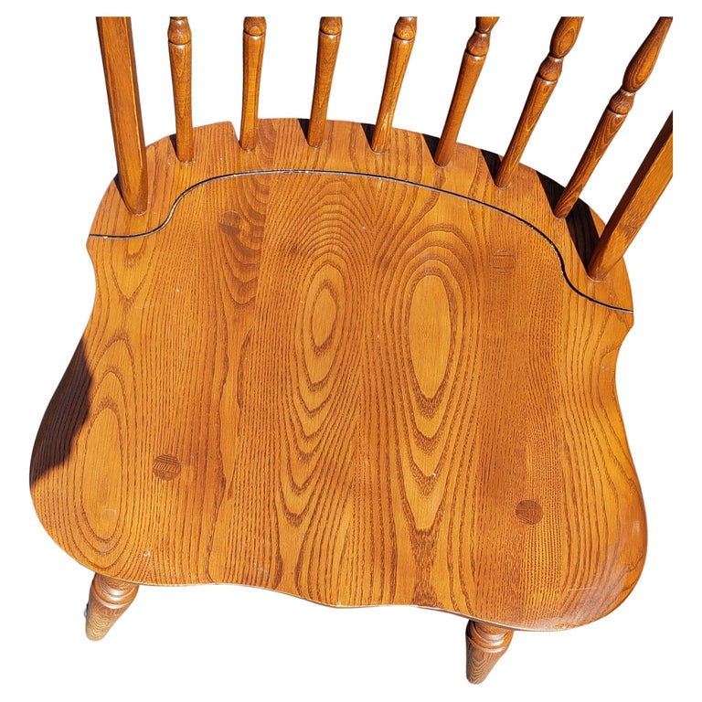 Lambert Hitchcock Quarter Sawn Oak Mission Saddle Seat Dining Chairs, a Set For Sale at 1stDibs