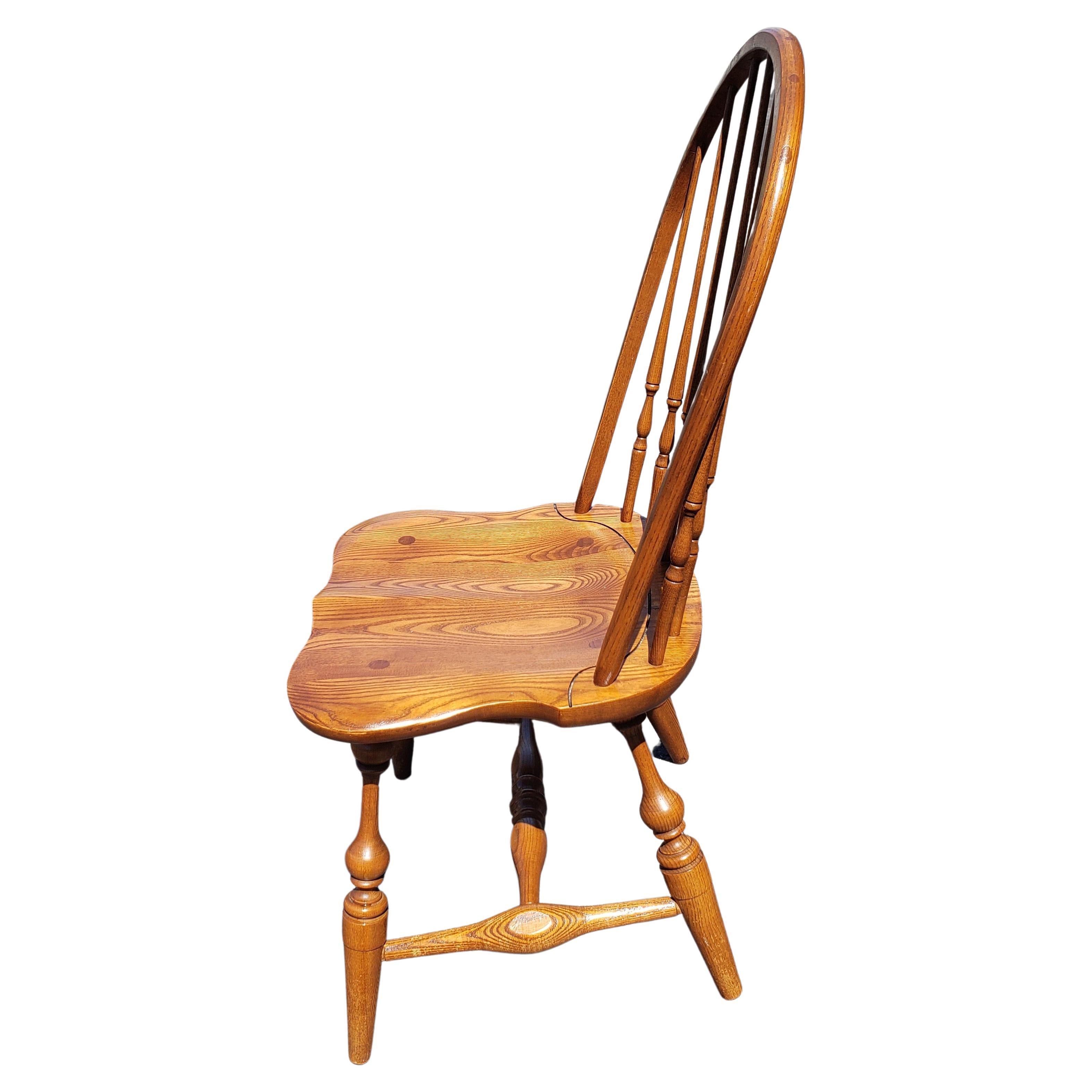 Lambert Hitchcock Quarter Sawn Oak Mission Saddle Seat Dining Chairs, a Set In Good Condition In Germantown, MD