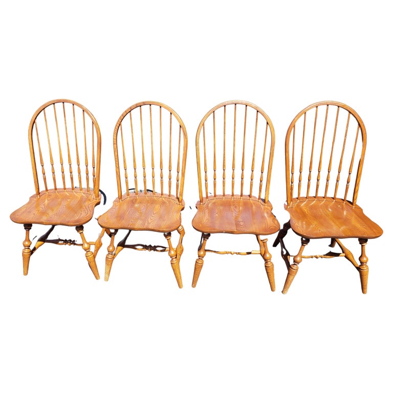 Lambert Hitchcock Quarter Sawn Oak Mission Saddle Seat Dining Chairs, a Set For Sale at 1stDibs