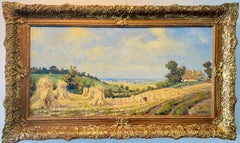 Large Dutch Impressionist landscape painting of a Hay Harvest - Ca. 1930s
