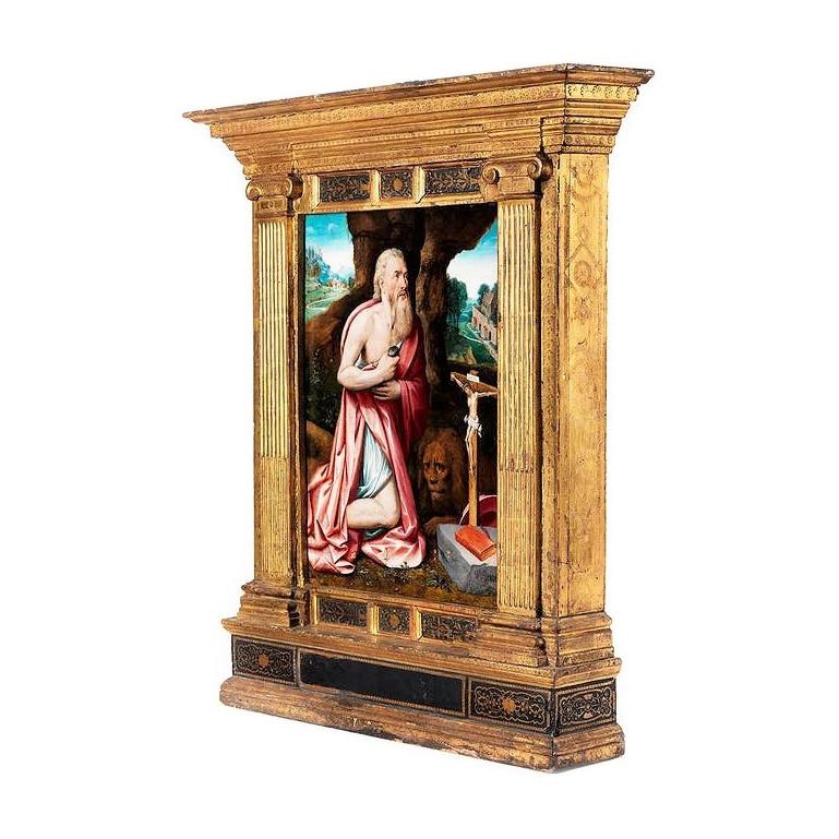 Saint Jerome, Antwerp, 16th century, circa 1550, cercle of Lambert Van Noort For Sale 11