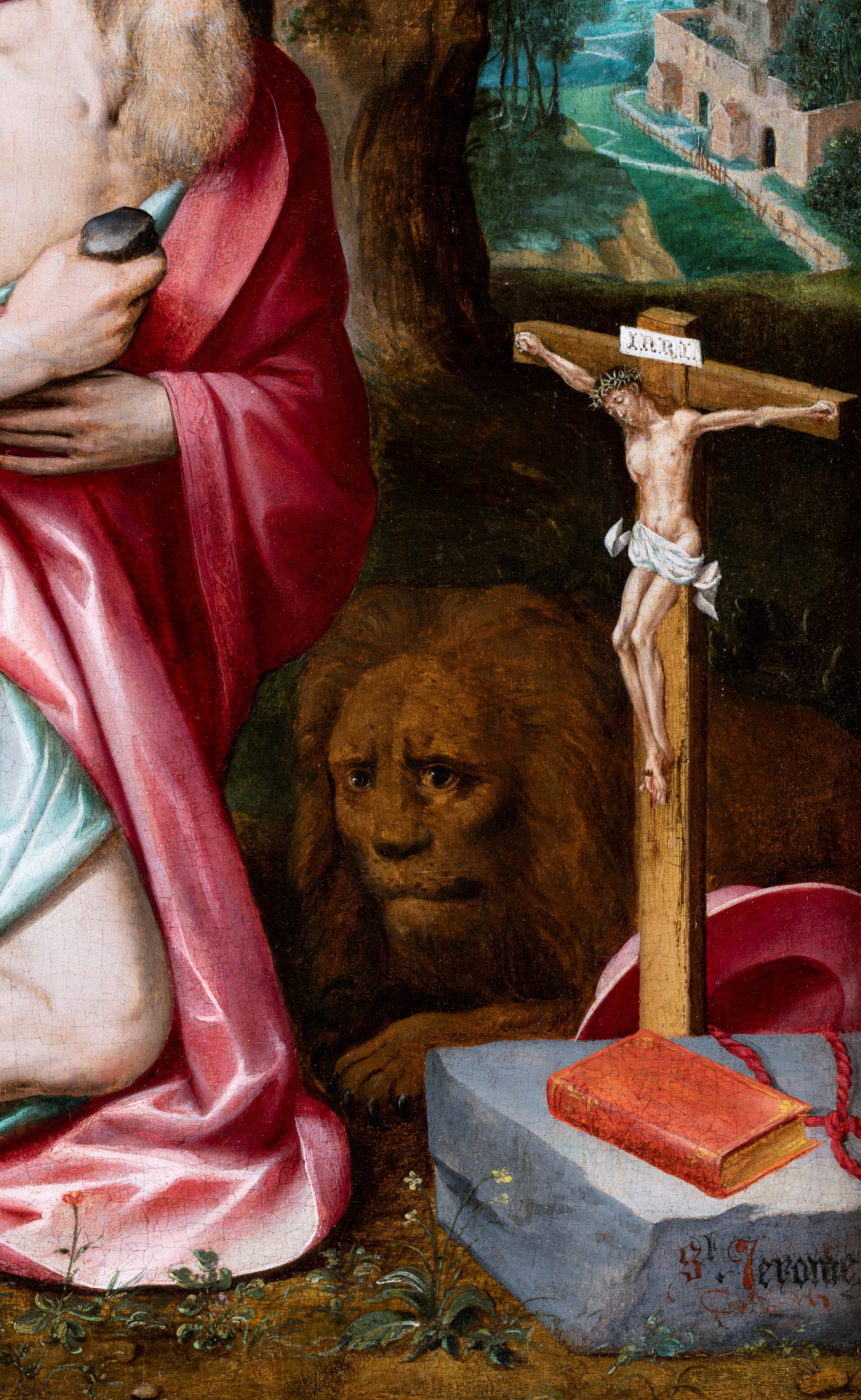 Saint Jerome, Antwerp, 16th century, circa 1550, cercle of Lambert Van Noort For Sale 3