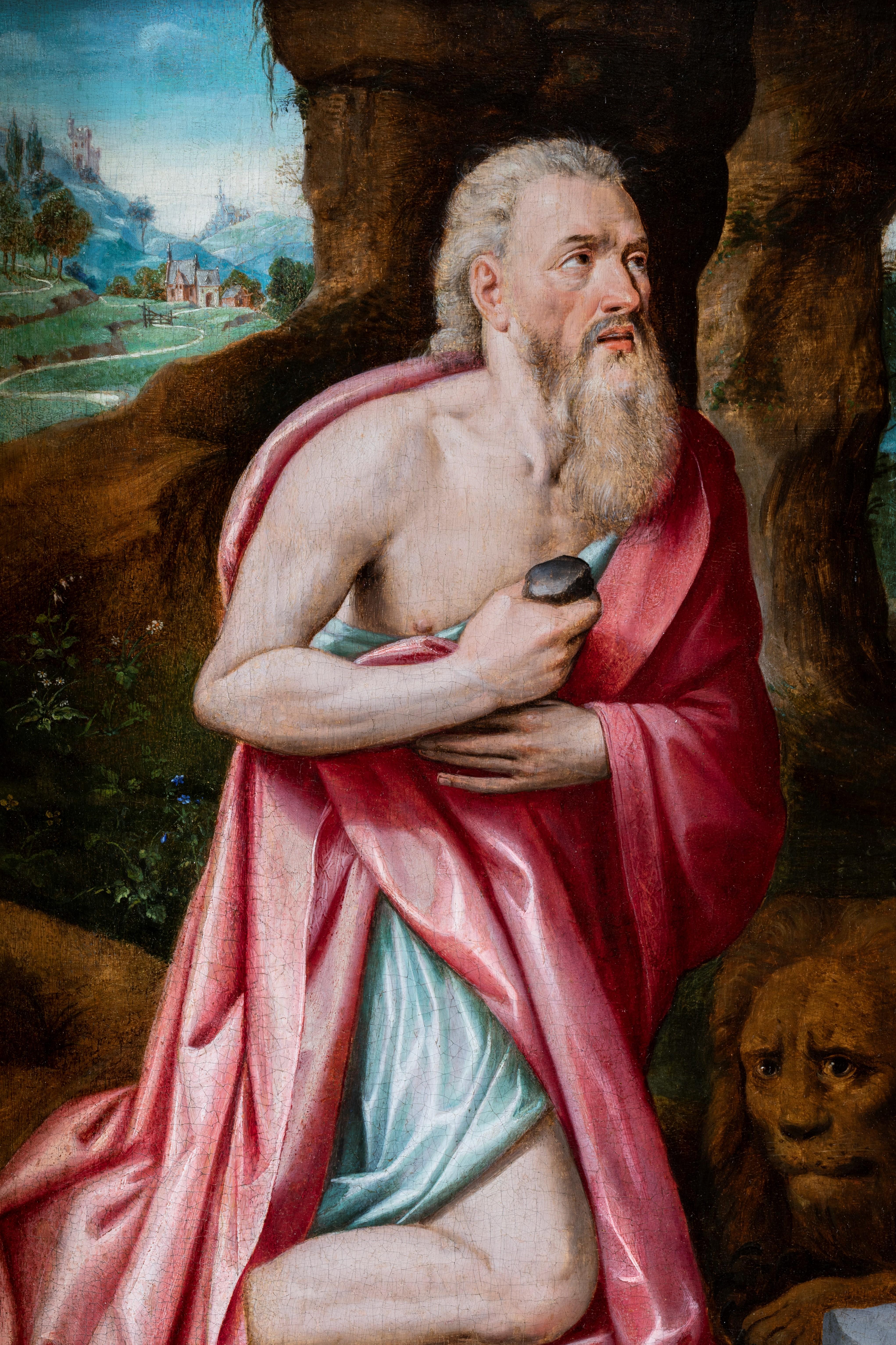 Saint Jerome, Antwerp, 16th century, circa 1550, cercle of Lambert Van Noort For Sale 7