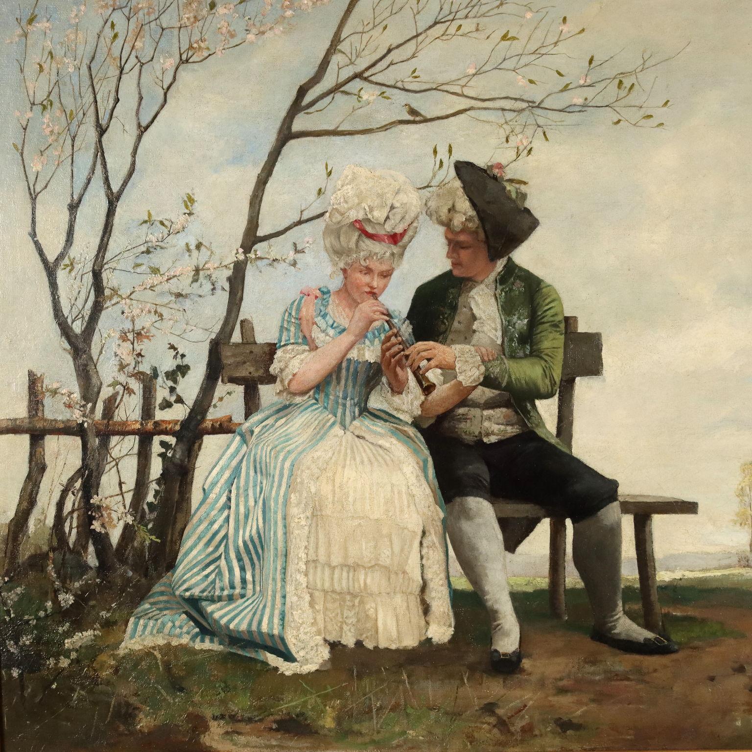 Scena di Corteggiamento 1887 - Painting Altro stile artistico di Lambert von Babo