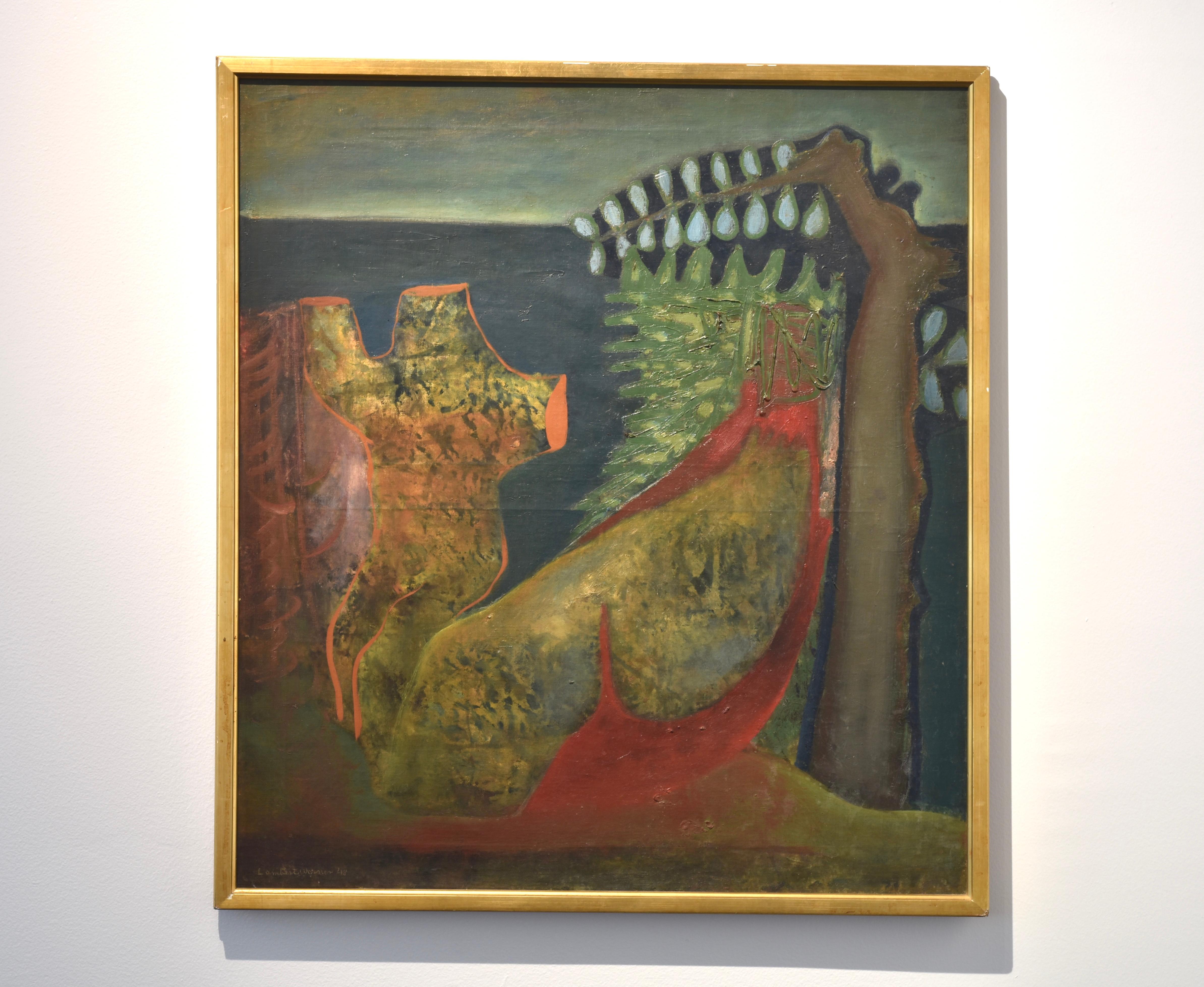 Composition surréaliste, Sans titre 2, Lambert Werner (1900-1983), toile à l'huile, 1948 en vente 1