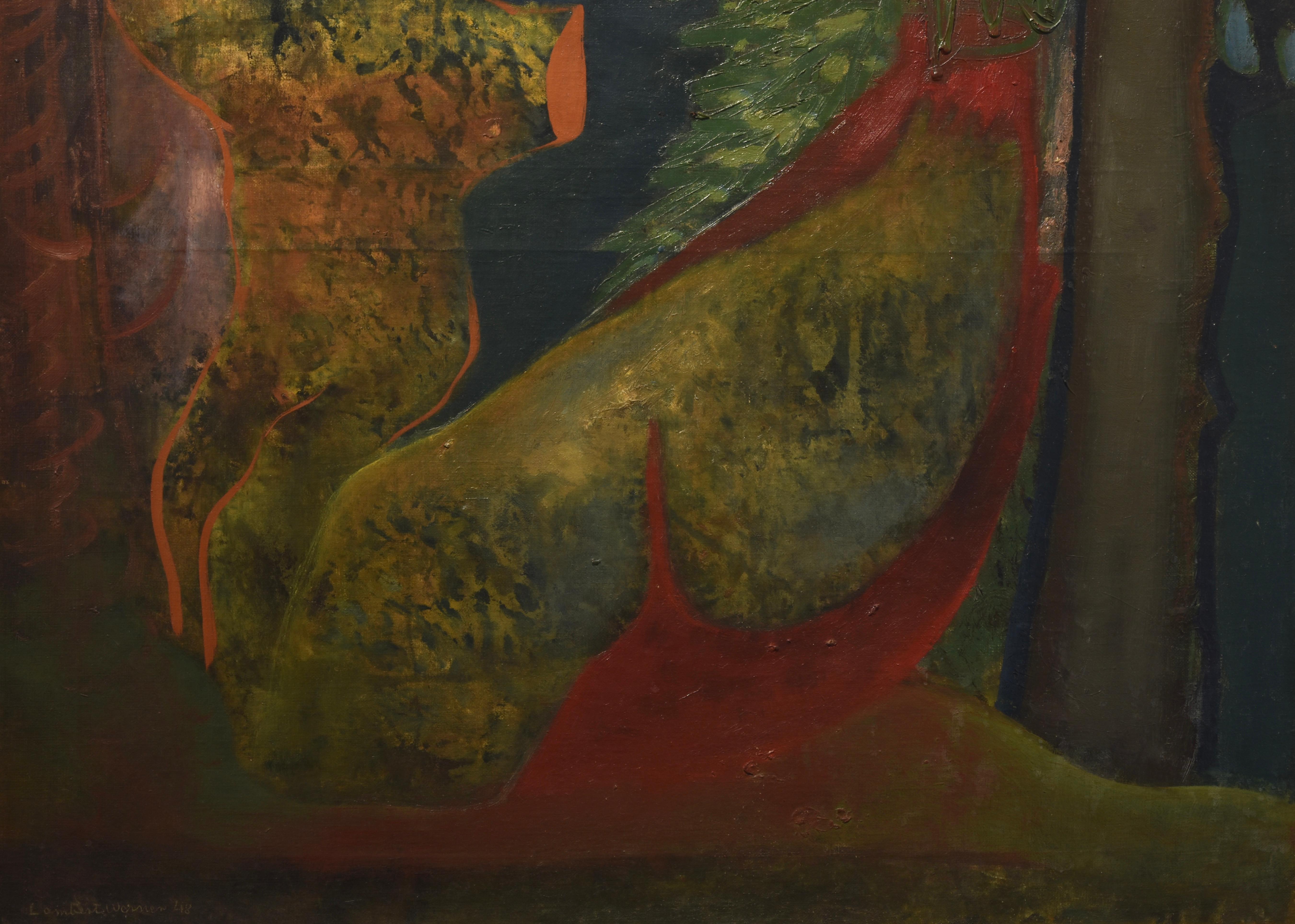 Composition surréaliste, Sans titre 2, Lambert Werner (1900-1983), toile à l'huile, 1948 en vente 3