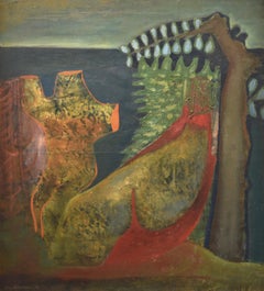 Composition surréaliste, Sans titre 2, Lambert Werner (1900-1983), toile à l'huile, 1948