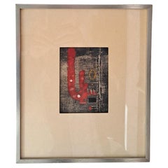 Lambert Werner. (Swedish, 1900–1983) Composition, mixed media, signed. 1958