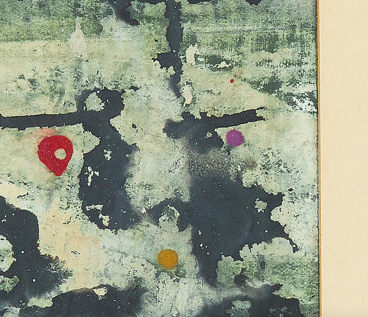 Modern Lambert Werner. (Swedish, 1900–1983) Composition, mixed media, signed. 1958 For Sale