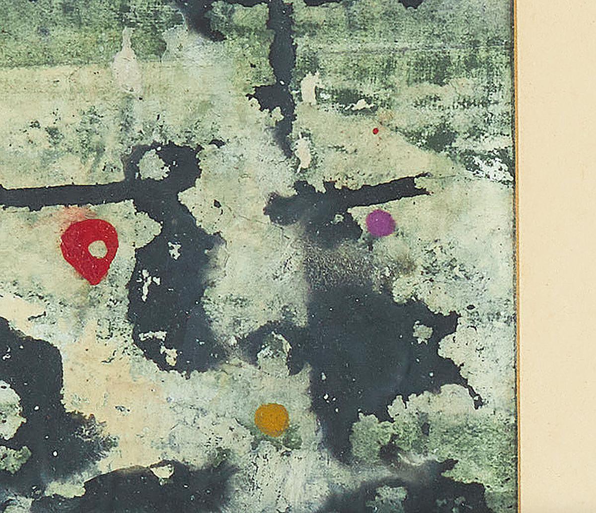 Lambert Werner. (Swedish, 1900–1983) Composition, mixed media, signed. 1958 In Good Condition For Sale In Saint Leonards-on-sea, England