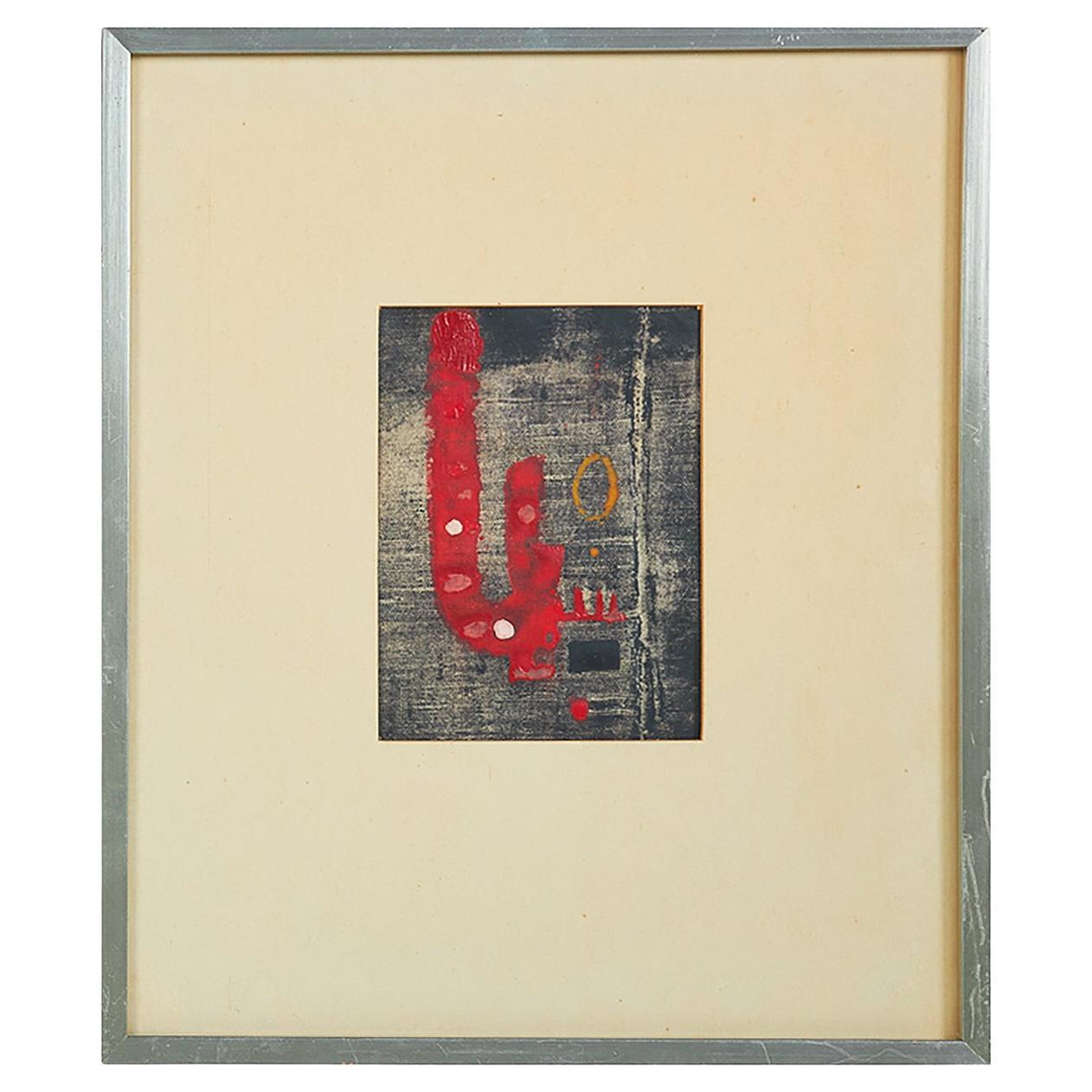 Lambert Werner. (Swedish, 1900–1983) Composition, mixed media, signed. 1958 For Sale