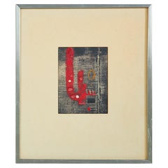 Lambert Werner. (Suédois, 1900-1983) Composition, technique mixte, signée. 1958