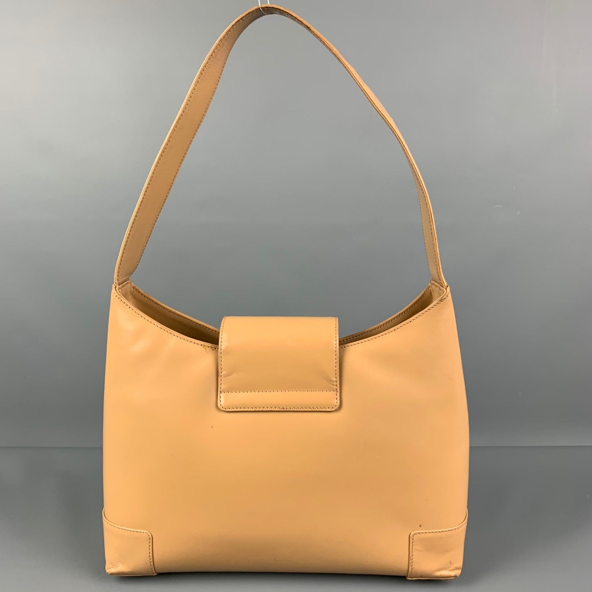 LAMBERTSON TRUEX Beige Leather Shoulder Bag Handbag In Good Condition For Sale In San Francisco, CA