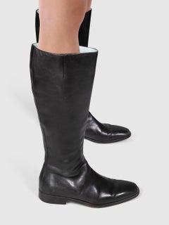 Lambertson Truex Black Knee High Square Toe Boots Size IT 37
