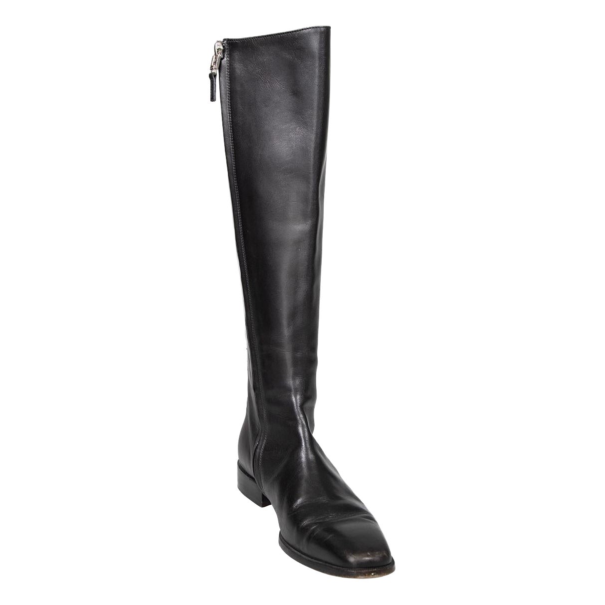 Lambertson Truex Black Knee High Square Toe Boots Size IT 37