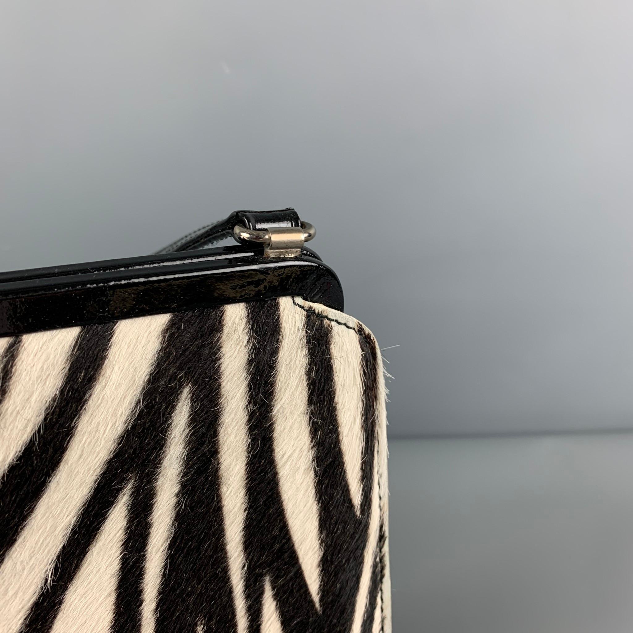 LAMBERTSON TRUEX Black White Zebra Pony Hair Top Handles Handbag 1